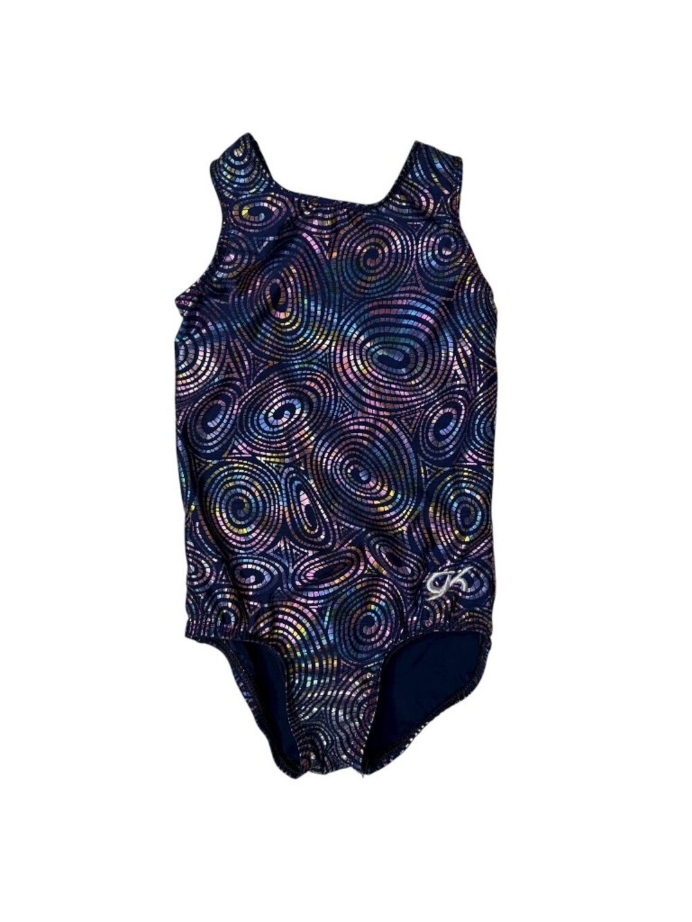 GK Metallic Swirl Gymnastics Leotard Size Child XS Blue Purple Yellow